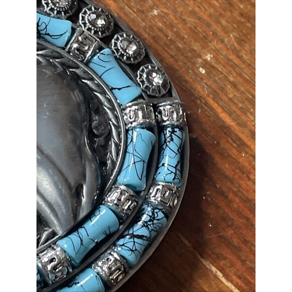 Belt Buckle Texas Horse Rhinestones 4 x 3" 1.5" Belt Metal Light - Picture 5 of 9